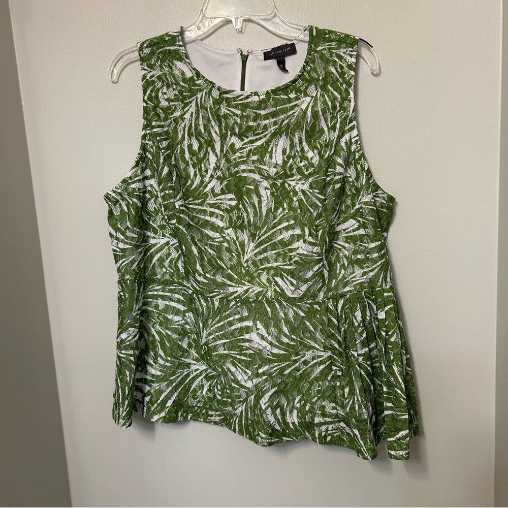 The Limited Women’s Peplum Green Lace Over Lined Sleeveless Top Zip Back Sz 0X